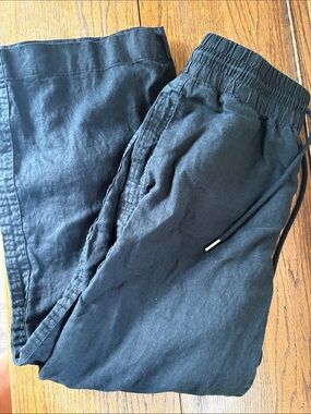 Quince Women's Black Linen Drawstring Pants